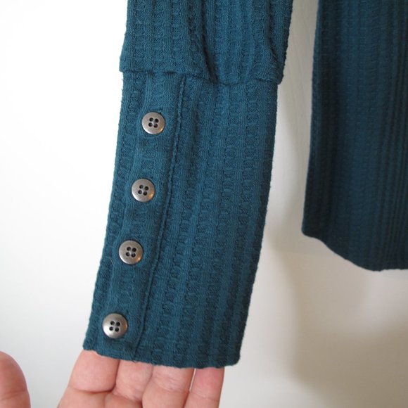 CHASER - Dark Turquoise Waffle Knit Thermal Top - Picture 4 of 11